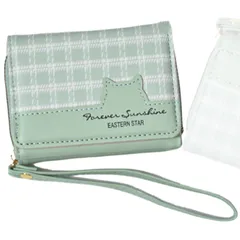 [penogo] にゃふにゃウォレット 財布 女の子 中学生 プレゼント 専用箱付き レディース 三つ折 子供 キッズ カードケース PU (グリーン) [グリーン]