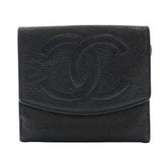 シャネル CHANEL 4番台 ココマーク コンパクト財布 二つ折り キャビアスキン ダブルホック 黒 ブラック /AQ ■OS ■OH ▲H