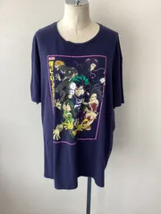 僕のヒーローアカデミア　ヒロアカ　キャラクターTシャツ　紺　　2XLサイズ　古着