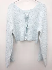 ◇ w closet ダブルクローゼット 長袖 ニット カーディガン サイズF ライトブルー系 レディース P  【1406110000852】