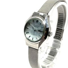【稼働品】SEIKO　腕時計　機械式　3針　カットガラス　シルバー