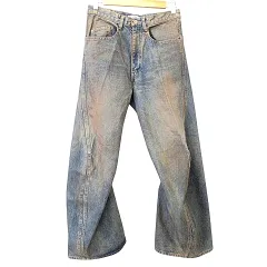 NVRFRGT ネヴァーフォーゲット 美品 23AW 3D Twisted Wide Leg Jeans 3Dツイステッド ワイドレッグ ジーンズ 1 S相当 NF232P04B MUD FADED INDIGO A0723