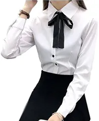 Homarina(ホマリナ) ブラウス ボウタイ ホワイト リボン シャツ レディース 長袖/S(長袖,  S)