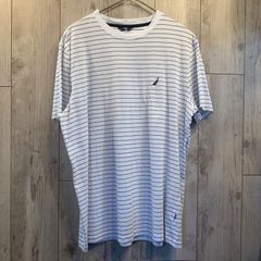 NAUTICA 半袖Tシャツ ボーダー ホワイト【メンズXL】
