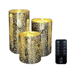 Hononari LED キャンドルライト 大中小3点セット 専用リモコン付 間接照明 Sparkling Silver 1