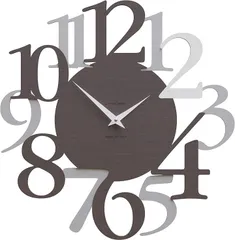 CalleaDesign イタリア工房の熟練職人による手作り掛時計 壁掛け時計 Russell ウェンジ・オーク サイズ44x45cm MADE IN ITALY イタリア製 おしゃれ 静音 木製 一生もの ギフト(オークウォング)