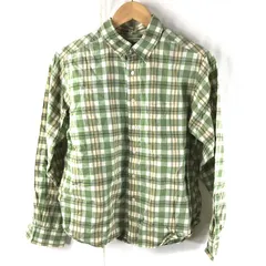 エルエルビーン LLBean シャツ チェック柄 胸ポケット 替えボタン付き 日本製 長袖 グリーン系 Mサイズ 2025033100051