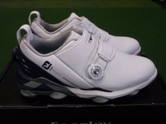 7279 新品 FOOTJOY TOUR ALPHA DUAL BOA 55519J ホワイト/ネイビー 25.0cm フットジョイ ボア ゴルフシューズ