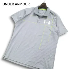 UNDER ARMOUR アンダーアーマー ロゴ★ ライン 半袖 ジャガード ボーダー ポロシャツ Sz.XL メンズ グレー ゴルフ 大きい