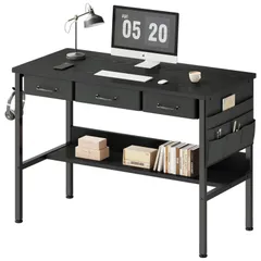 収納袋付き 小さい 下収納棚付き 引き出し付き ワークデスク 学習机 table 家具 gaming 一人暮らし コンパクト desk desk パソコンデスク 子 幅100*奥行40cm pcデスク 机 黒い デスク Maihail