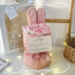 ワンホンブーケ ソープフラワー シャボンフラワー うさぎ耳 ウサ耳 ピンクうさぎ ブーケ プレゼント 推し活 推しグッズ 生誕祭 誕生日 プレゼント 写真撮影 入学式 卒業式 成人式 花束 紙袋付き ピンクグラデーション 仕入版