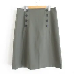 美品 22AW 23区 ニジュウサンク ミディ丈 ひざ丈 ライトツイード スカート SKWWNA0307 大きいサイズ 50 カーキ レディース 古着 中古 USED