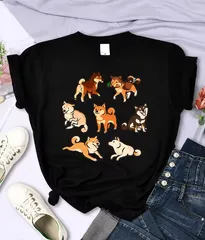 最終価格！沢山の柴犬　tシャツ　レディース　女性用　ブラック　Mサイズ