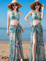 水着 ビキニ 3点セット レディース パレオ タンキニ スイムウェア 水泳服 ビーチウェア 海 海水浴 プール ビーチ 旅行 夏 海外 SNS映え 可愛い ママ水着 体型カバー セットアップ 10代 20代 30代 リゾート アウトドア スイムウェア