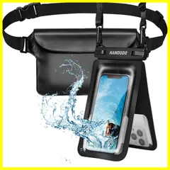 【数量限定】Handodo 2個セット 防水ケース IPX8認定 携帯用ドライバッグ ダブルパック設計 お風呂 温泉 潜水 雨 海などに 完全防水 6.7インチスマホ適用 防水ポーチ 防水ウエストポーチ添付 財布 適用端末：iPhone 15 14 13 Mi