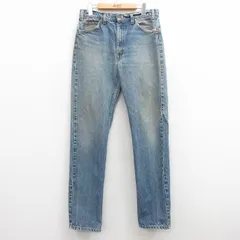 W32/古着 ジーンズ Levis リーバイス 505 メンズ 00s ヒゲ コットン 紺 ネイビー デニム 25feb26 中古 ボトムス ジーパン Gパン ロング パ
