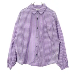 美品 niko and... ニコアンド ストライプ柄 長袖 コットンシャツ short パープル メンズ 古着
