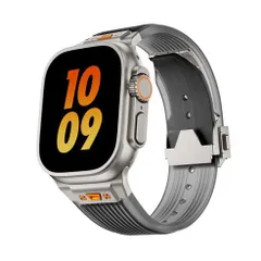 アップルウォッチバンド（Apple Watchバンド）クリアウォーターシリコンバンド【シルバー×ブラック】42mm/44mm/45mm/46mm/49mm対応 [BELTIES]