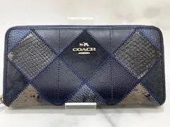コーチ(Coach) ラウンドファスナー 長財布 F54021 レザー 財布 ネイビー