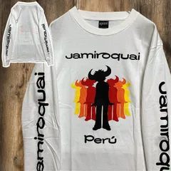 ジャミロクワイ Jamiroquai Peru ペル 白 バンド 長袖 Tシャツ ロンT ロック パンク メタル ライブ ツアー 古着 デザイン プリント ビンテージ ヴィンテージ vintage 2502  2500 p20/
