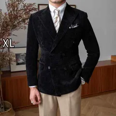 [XL]メンズ  服  シンプル ファッション オシャレ 大人 かっこいい 大きいサイズ ストリート 紳士服  スリム ダブルブレスト スーツ ピット ストライプ シェニール ベルベット バンケット ライト ハイエンド ジャケット