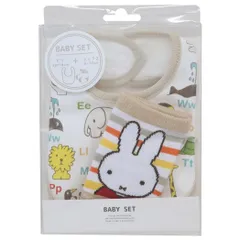 【メール便】ミッフィー ベビー用品 ベビーセット アルファベット ディックブルーナ スモールプラネット プレゼント ギフト スタイ＆赤ちゃん用靴下 絵本キャラクター グッズ 