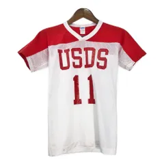 70年代 USA製 Champion チャンピオン 半袖フットボールＴシャツ ヴィンテージ バータグ ホワイト(メンズ SMALL)中古 古着 T6746