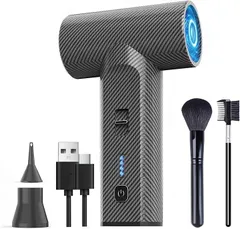 FUSSOP エアダスター 小型 超強力 暴風 電動エアダスター ブロワー 無段階風量調節 ミニジェットファン 8000mAh大容量バッテリー 300000RPM高速回転 USB-C充電式 2種類ノズル付き カーボン筐体 コードレス(ブラック)