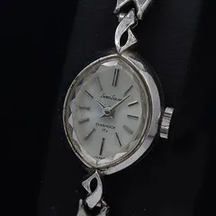 セイコー ソーラー 手巻き 10-7550 ダイヤショック 17石 オーバル カットガラス シルバー文字盤 レディース腕時計 INB 2000000 NSK