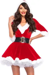 FUPUTWO サンタ 衣装 レディース コスプレ 仮装 ワンピース 大人 クリスマス( レッド,  L)