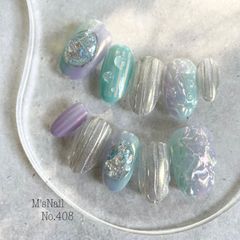 ネイルチップ チップ ニュアンス ちゅるん うるうる キラキラ マーメイド