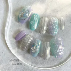 ネイルチップ チップ ニュアンス ちゅるん うるうる キラキラ マーメイド