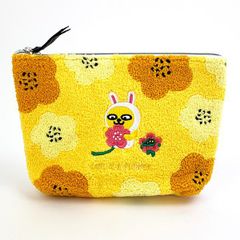 카카오렌즈 KAKAO FRIENDS 무지 & 콘 사가라 파우치 사가라 자수 소품 넣어 학교 사무실 옐로우