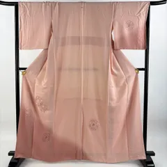 付下げ 身丈163.5cm 裄丈67cm M 袷 華文 鳥 刺繍 ぼかし ピンク 正絹 秀品 一つ紋 【中古】