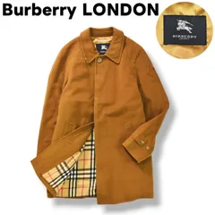 【美品】 バーバリー ロンドン Burberry LONDON ウール ステンカラー コート ノーベント 比翼 総裏地 T46 L相当 ブラウン x ノバチェック柄 ベージュ メンズ
