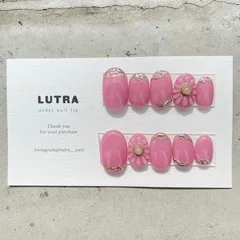 No.10 オーダーネイルチップ　ピンクネイル　春ネイル　フラワーネイル