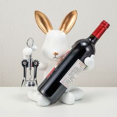 【訳あり】ワインホルダー スタイリッシュなウサギ お座り姿 モダン (ホワイト, ボトル用)