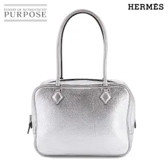 エルメス HERMES ミニ プリュム 20 ハンド バッグ シェーブル メタリックシルバー □H刻印 シルバー 金具 オリンピック限定 90202681のサムネイル