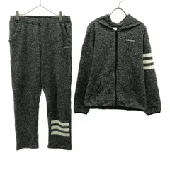 adidas NEO アディダスネオ ロゴ刺繍 長袖 スウェット ジップパーカー 上下 セットアップ OT グレー ウエストゴム トレーニング レディース 古着