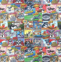 【ゆきちゃん限定】X2419 アメコミ風 シュナウザー柄 コットン生地 1m