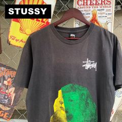 STUSSY ステューシー メキシコ製 Tシャツ Lサイズ KNOWLEDGE IS KING!! ライオン フォト プリント レゲエカラー ブラック 10693