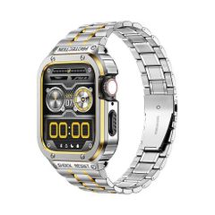 アップルウォッチバンド（Apple Watchバンド）タフステンレスケース一体型バンド【シルバーゴールド】44mm/45mm/49mm対応 [BELTIES]