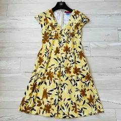 【極美品】マックスアンドコー　フラワープリント ノースリーブワンピース イエロー