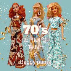 1/6ドール服✾70'sレトロポップ✾レトロ柄セットアップ✾Tシャツ