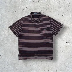 90s 00s ヴィンテージ Ralph Lauren ポニー刺繍 天竺 ボーダー ボタンダウン 半袖 ポロシャツ M