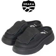 SHAKA (シャカ) WMS SK-308 KILT LOAFER MULE CHUNKY キルト ローファー ミュール チャンキー 厚底 レディースサンダル BLACK SK015 US5-約23.0cm