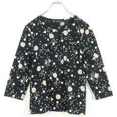 インゲボルグ★七分袖カットソー サイズM 黒系 ドット&カメリア柄♪z13167