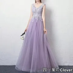 【美品・未使用新品】リーフ柄の様なオシャレなデザインのVネック ドレス パープル