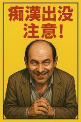 ブリキ看板 痴漢出没注意 防犯 痴漢 警告 注意喚起 看板 面白看板 20×30㎝ ガレージ インテリア 雑貨 世田谷ベース