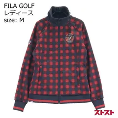 FILA GOLF フィラゴルフ 裏起毛 ジップジャケット チェック柄 レッド系 M [240001855080]